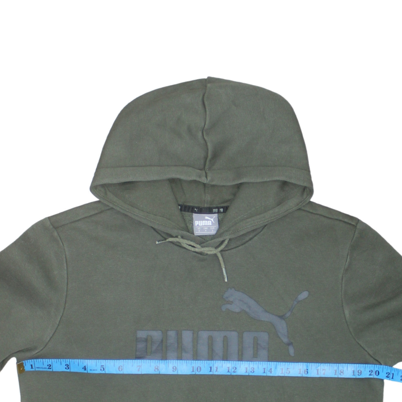 Puma Mens Green Pullover Hoodie Small Logo Sports Sweatshirt