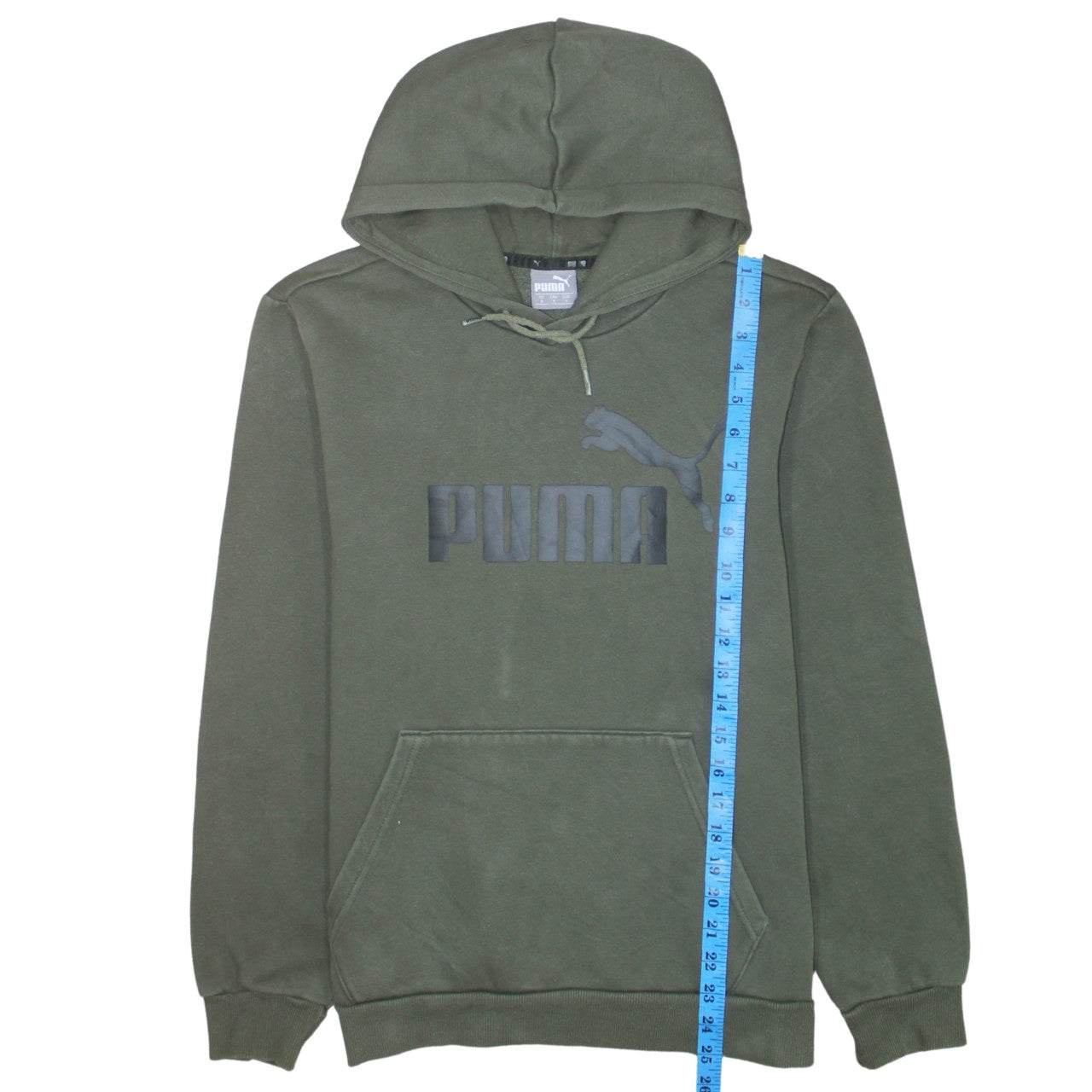 Puma Mens Green Pullover Hoodie Small Logo Sports Sweatshirt