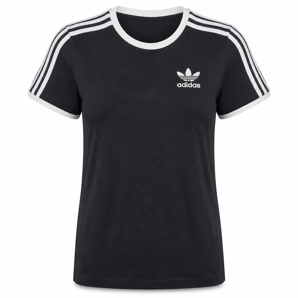 Adidas Women's Black Ringer Short Sleeve Cotton T-Shirt Size 8
