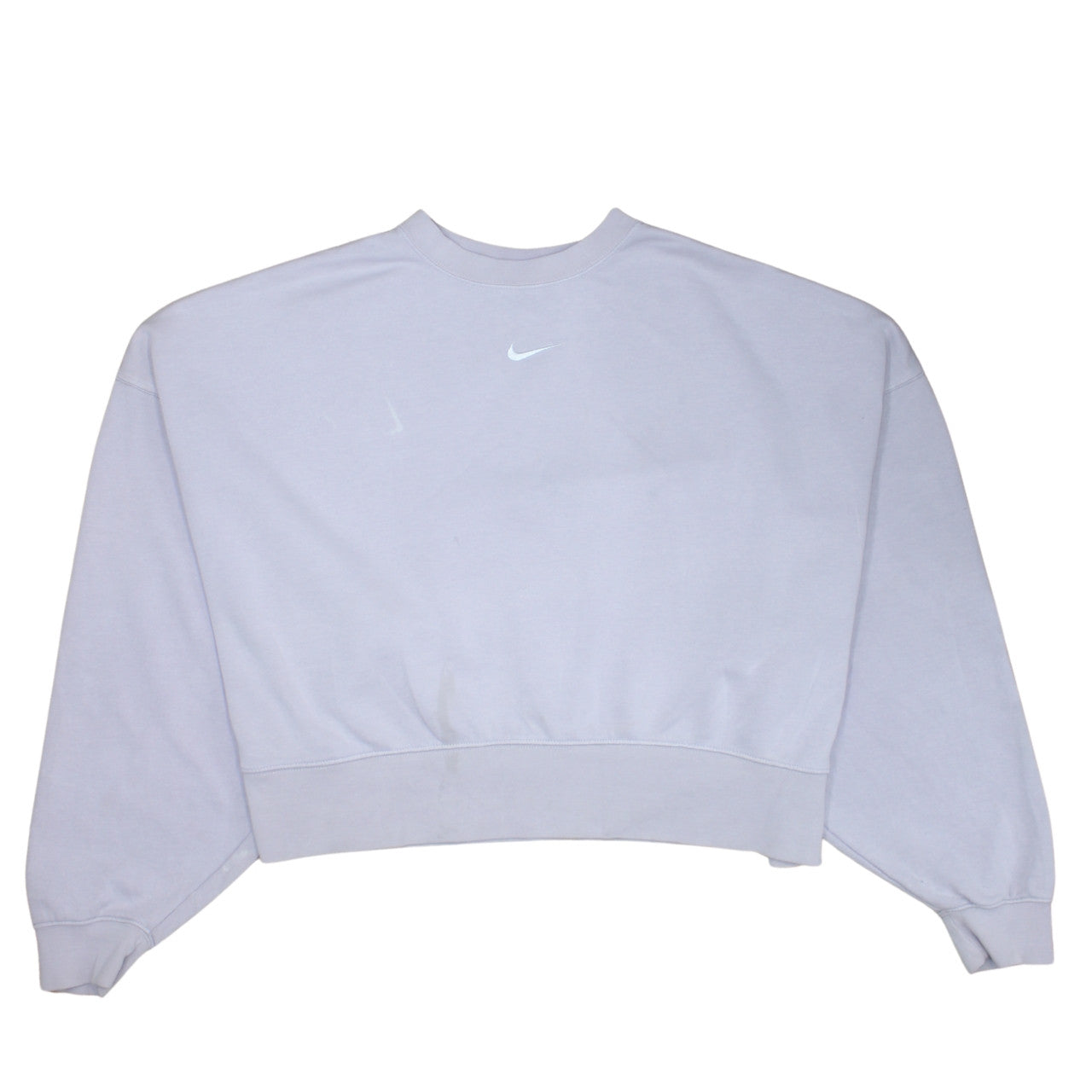 Nike Women's White Cropped Pullover Sweatshirt Size M Cotton Blend