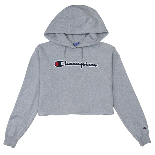 Champion Womens Grey Small Cropped Pullover Hoodie Sweatshirt