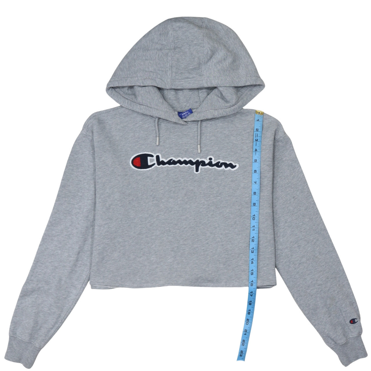 Champion Womens Grey Small Cropped Pullover Hoodie Sweatshirt