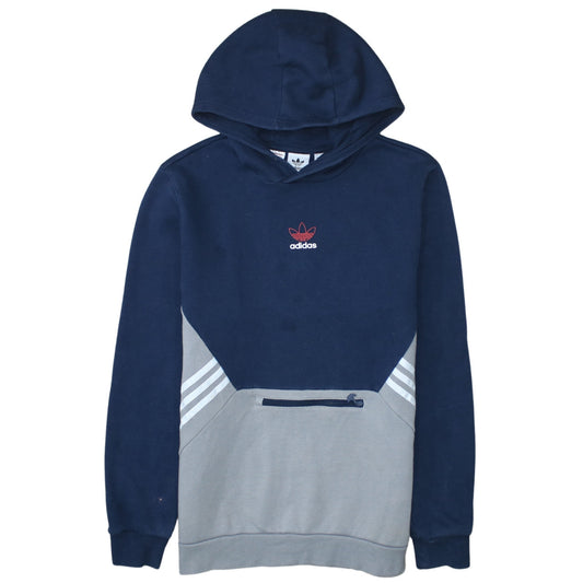 Adidas Boys Navy & Grey Pullover Hoodie XL 15-16 Years Cotton Blend