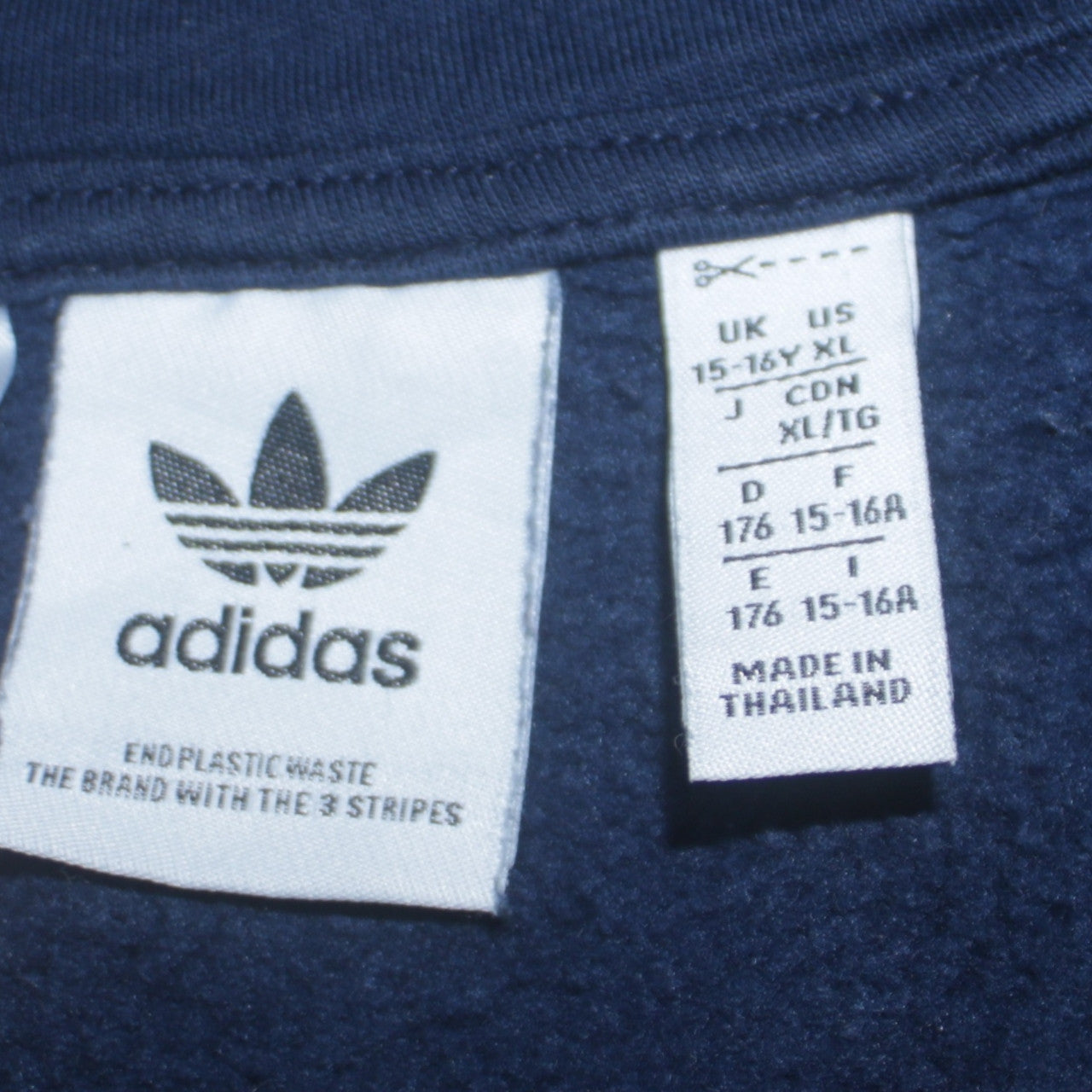 Adidas Boys Navy & Grey Pullover Hoodie XL 15-16 Years Cotton Blend