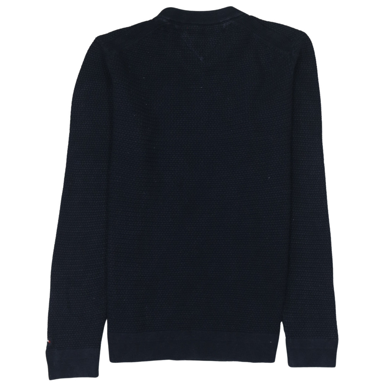 Tommy Hilfiger Men's Blue Cotton Crew Neck Waffle Knit Jumper L