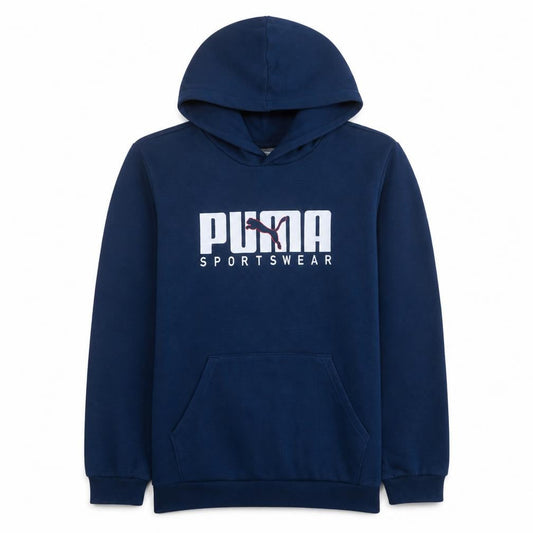 Puma Boys Blue Pullover Hoodie 15-16 Years Logo Fleece Sweatshirt