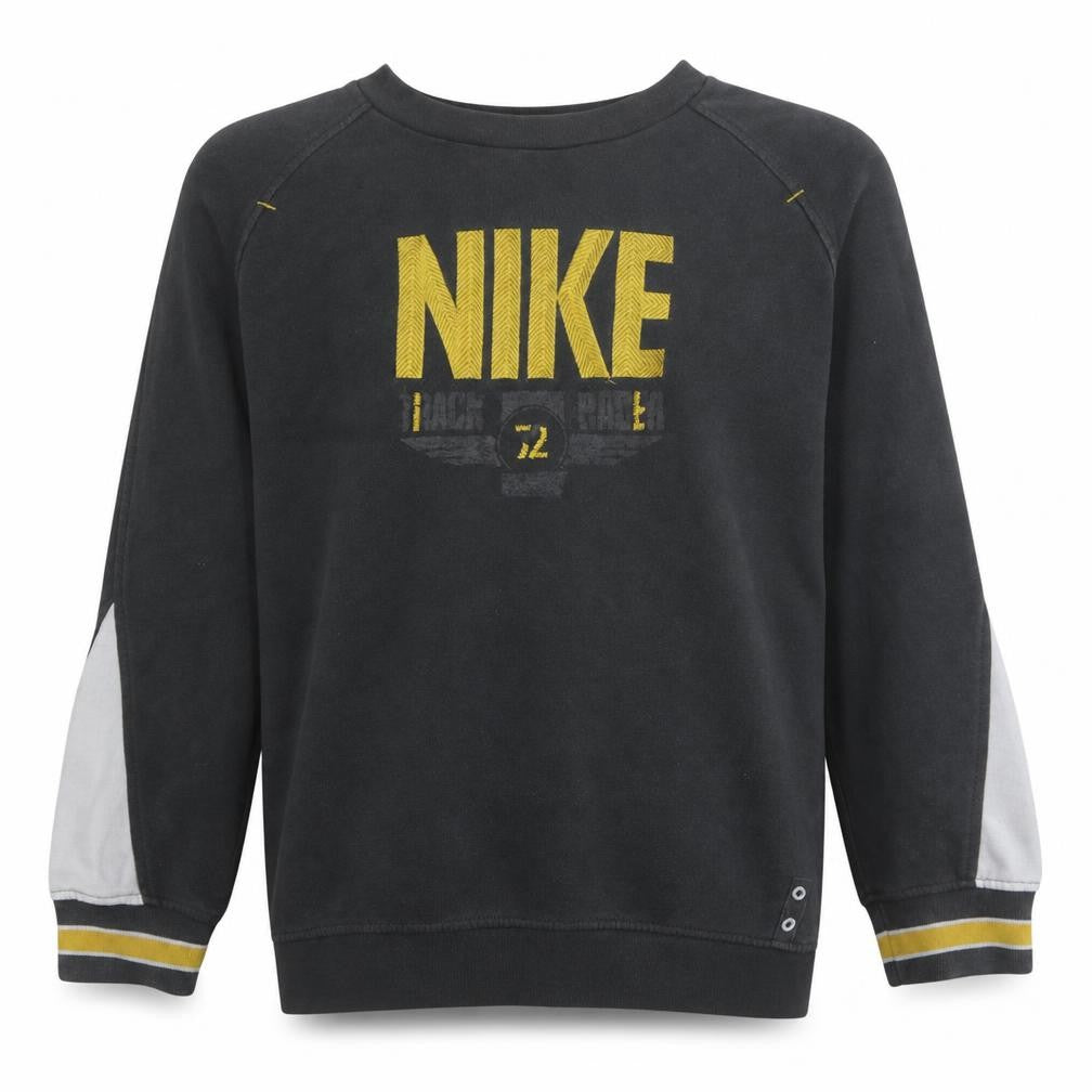 Nike Boys Black Yellow Logo Pullover Sweatshirt L 12-13 Years Cotton Blend