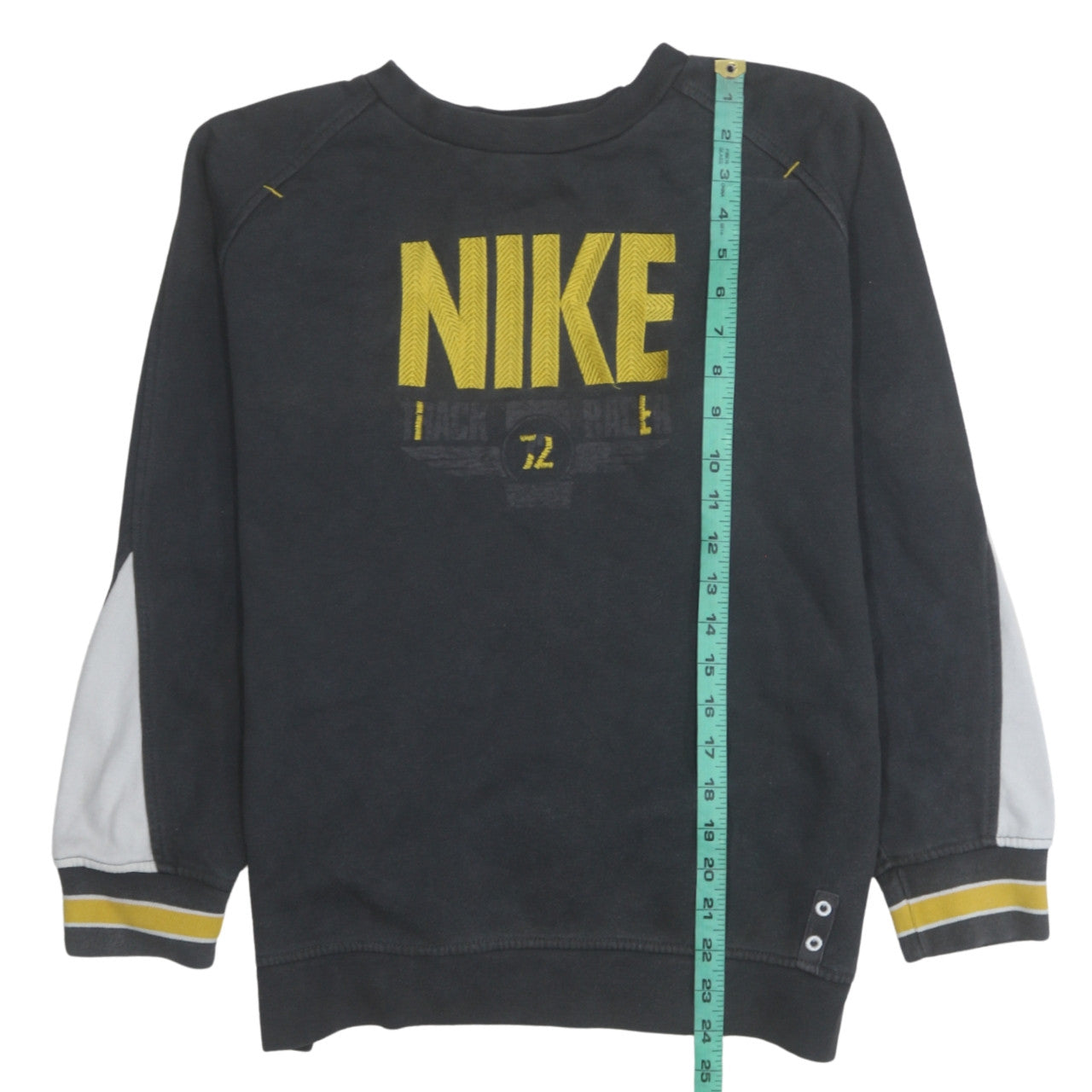 Nike Boys Black Yellow Logo Pullover Sweatshirt L 12-13 Years Cotton Blend