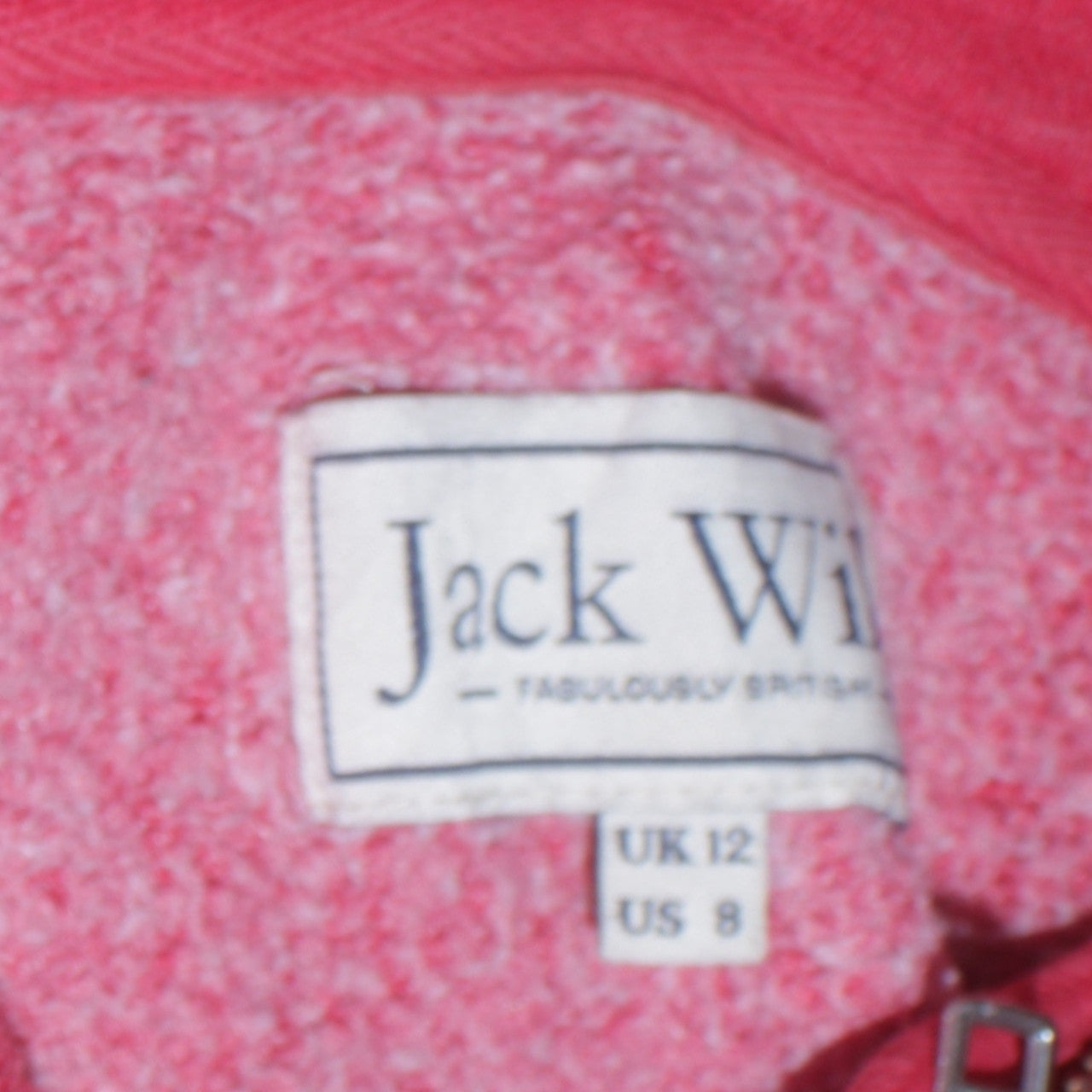 Jack Wills Womens Red Full Zip Hoodie Size 12 Cotton Blend Casual