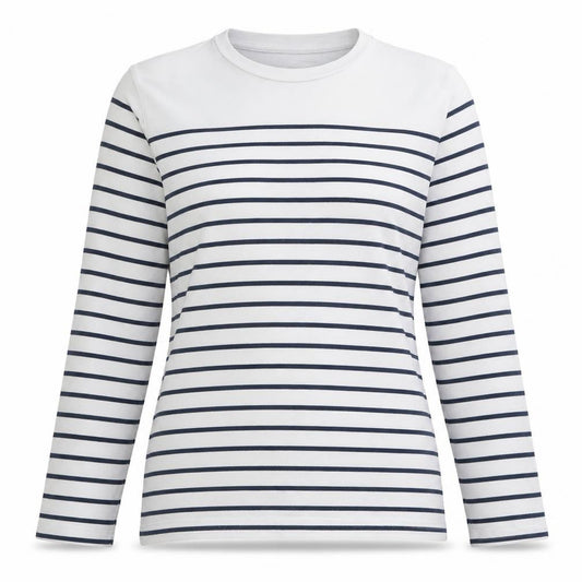 Levi's Women White Blue Striped Long Sleeve Pullover Sweatshirt Size L