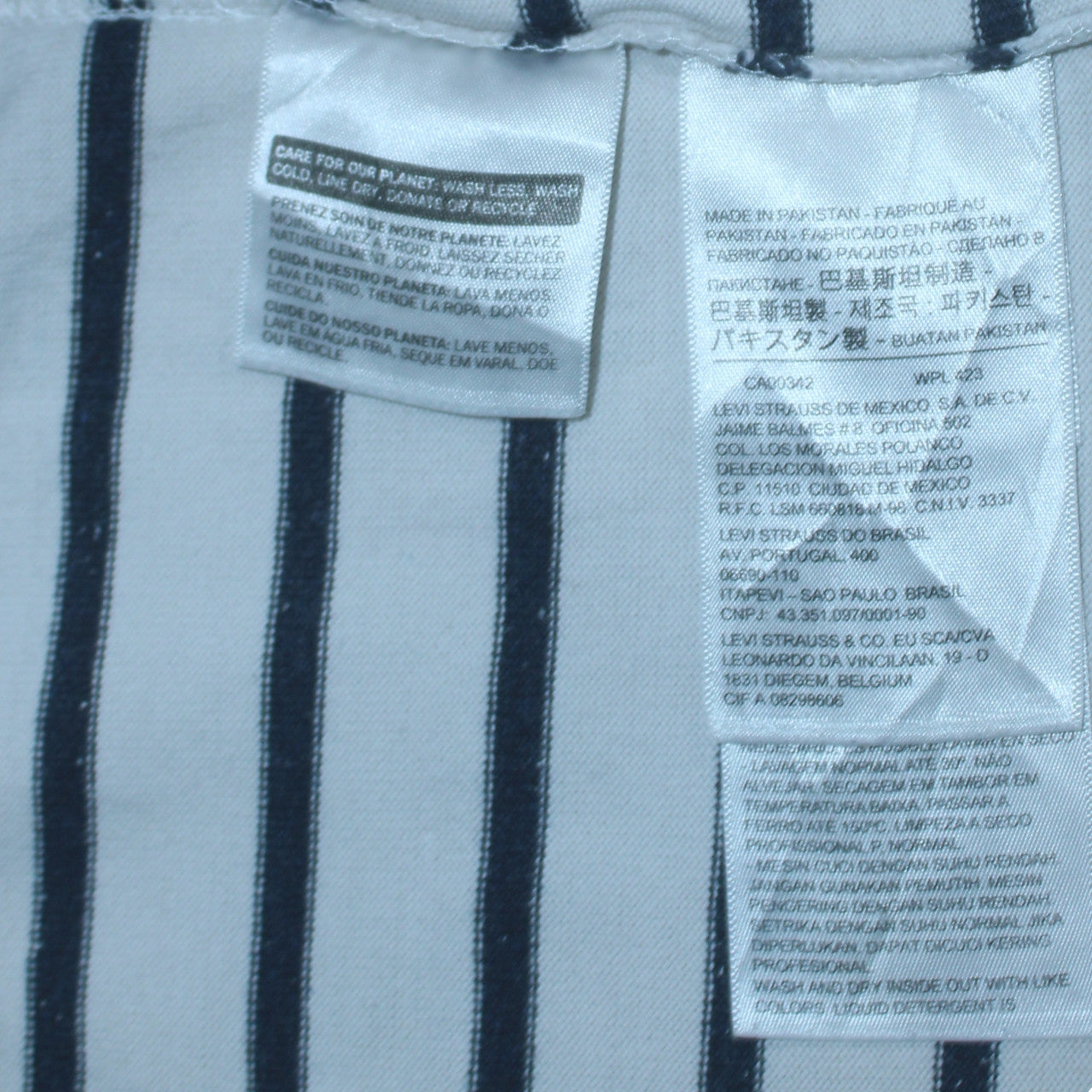 Levi's Women White Blue Striped Long Sleeve Pullover Sweatshirt Size L
