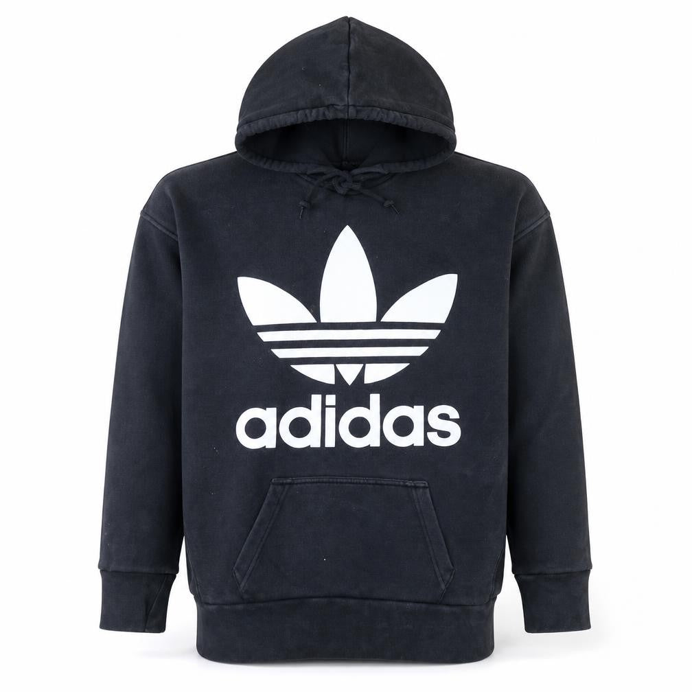 Adidas Men's Black Pullover Hoodie 2XS Logo Fleece Sweatshirt