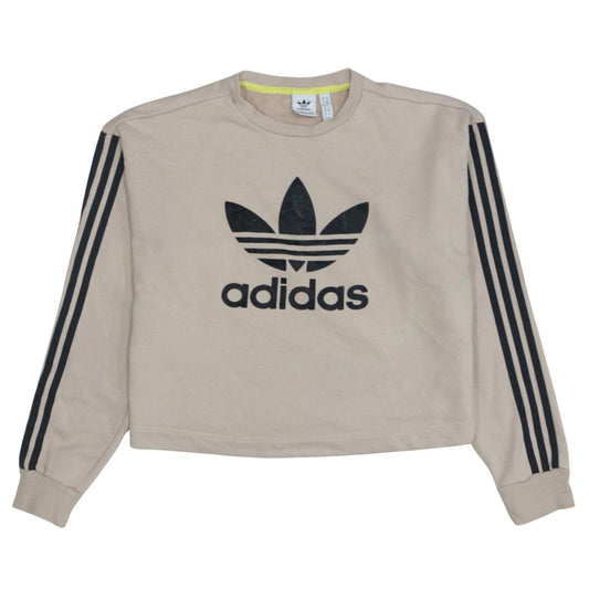 Adidas Women Beige Crew Neck Pullover Sweatshirt UK 14