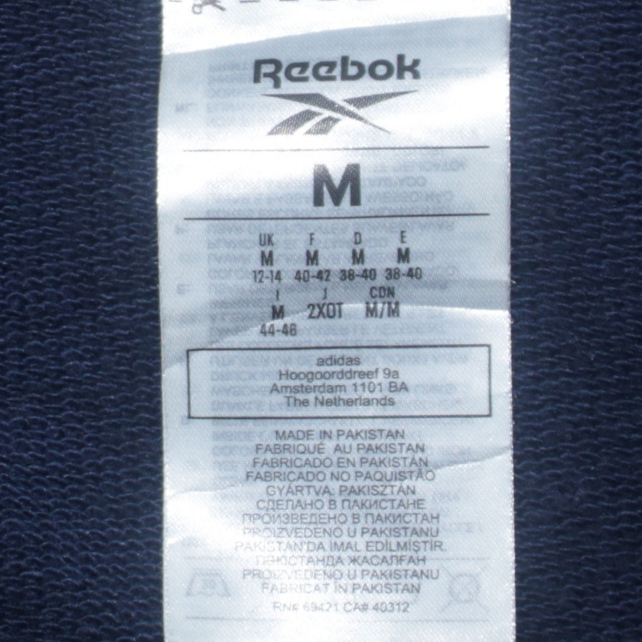 Reebok Womens Navy Pink Full Zip Hoodie Size M Colourblock Logo