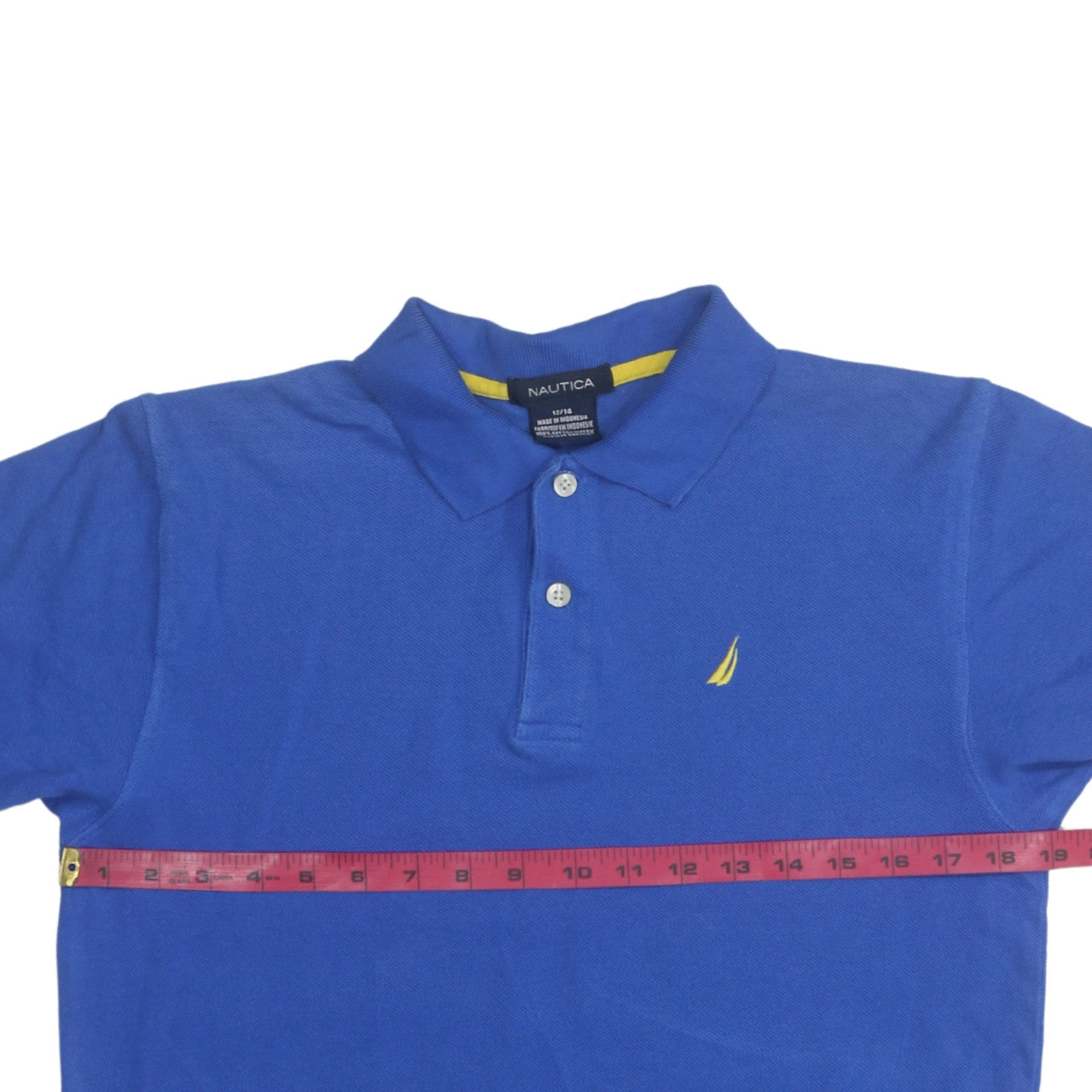 Nautica Blue Cotton Polo Shirt Teens 14 Regular Fit Short Sleeve