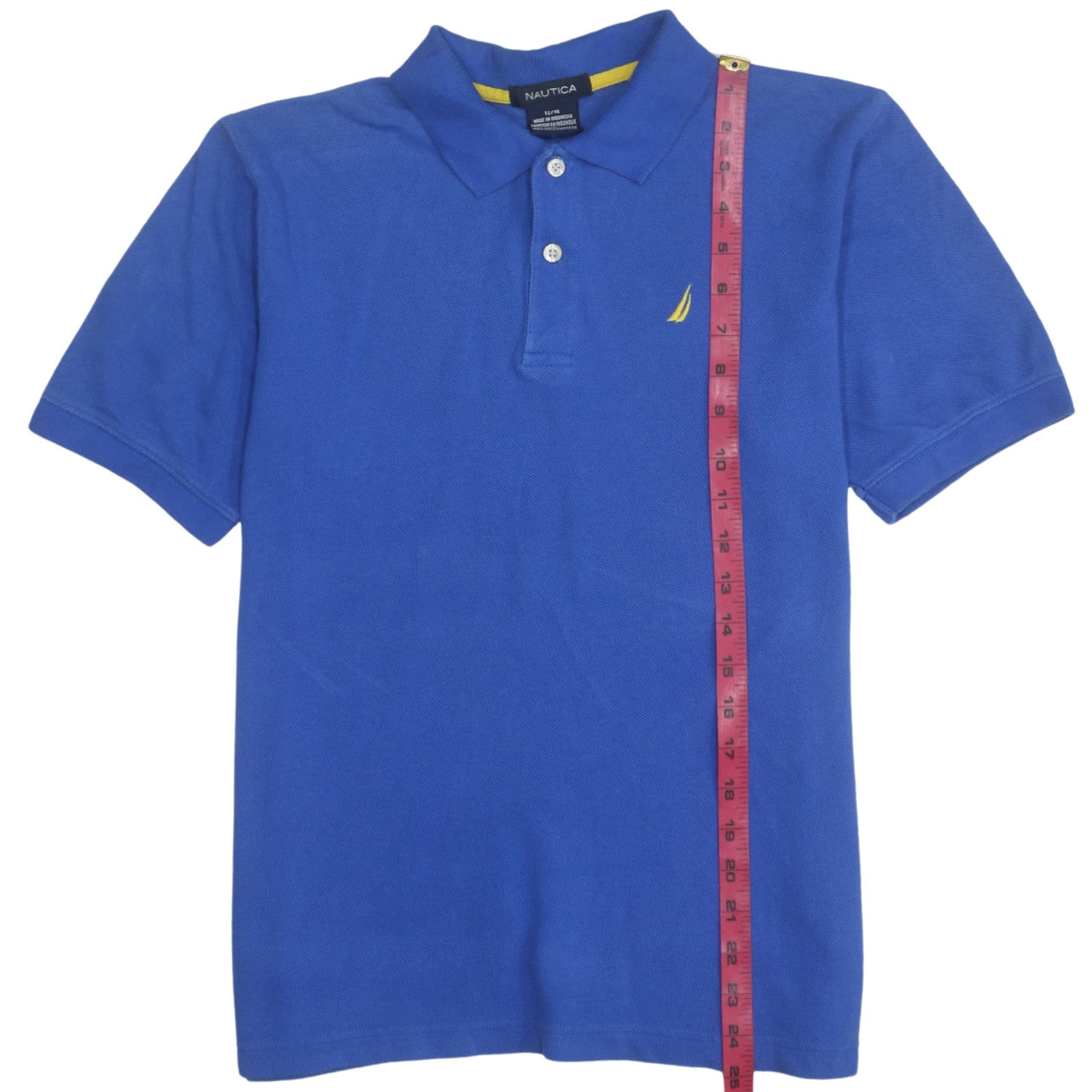 Nautica Blue Cotton Polo Shirt Teens 14 Regular Fit Short Sleeve