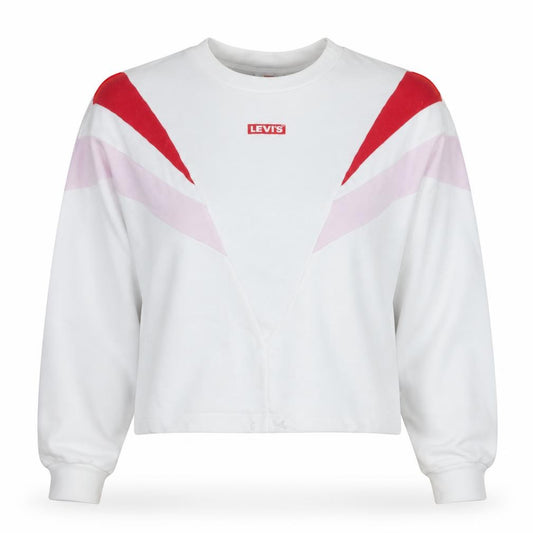 Levi's Women White Red Colourblock Pullover Sweatshirt L