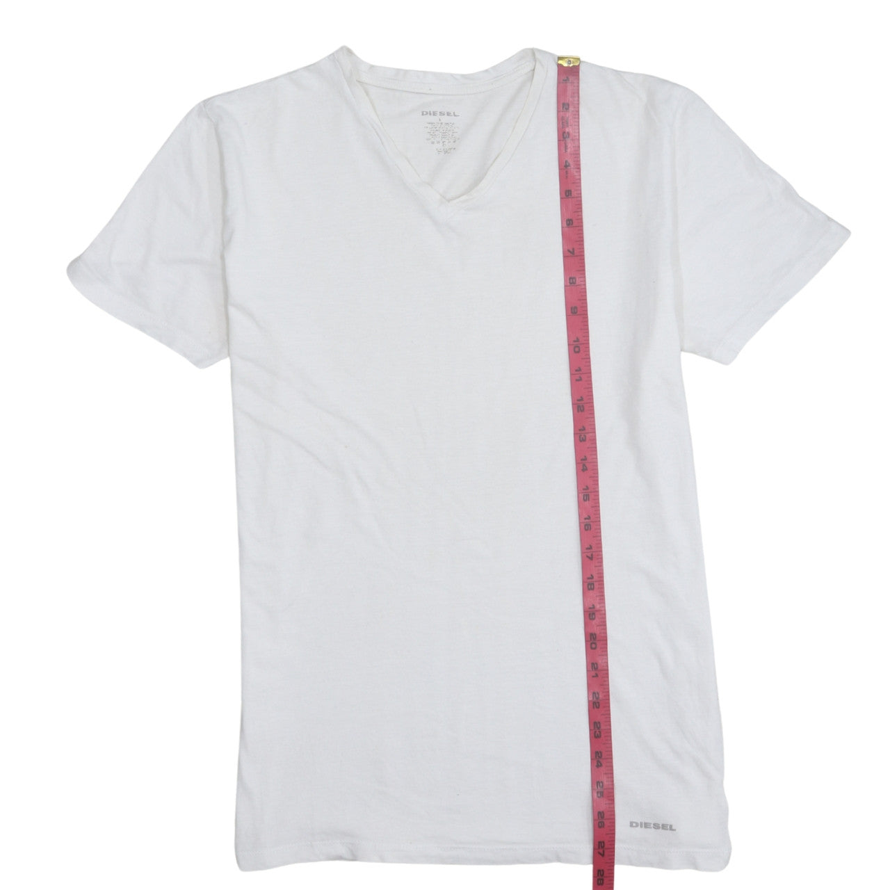 Diesel Men's White V-Neck Cotton T-Shirt Size L