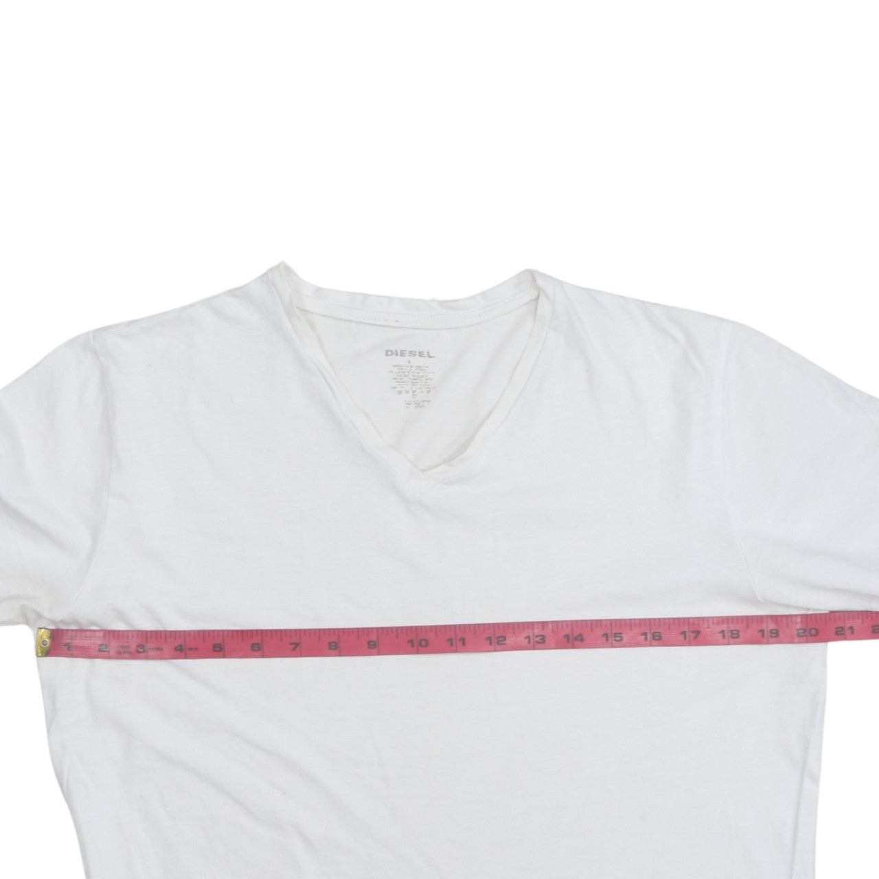 Diesel Men's White V-Neck Cotton T-Shirt Size L