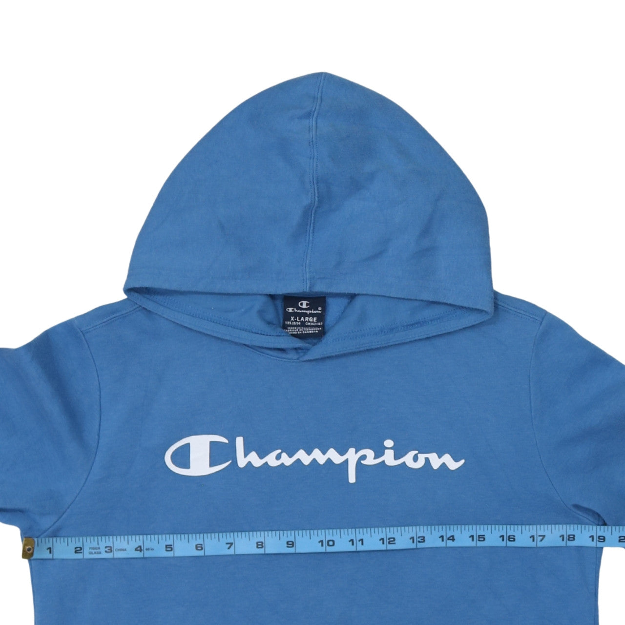 Champion Boys Blue Pullover Hoodie 13-14 Years Logo Cotton Blend Sweatshirt