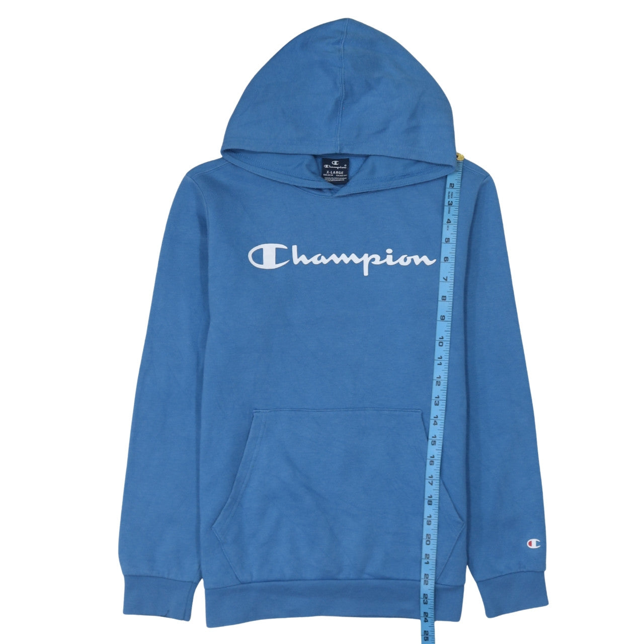 Champion Boys Blue Pullover Hoodie 13-14 Years Logo Cotton Blend Sweatshirt