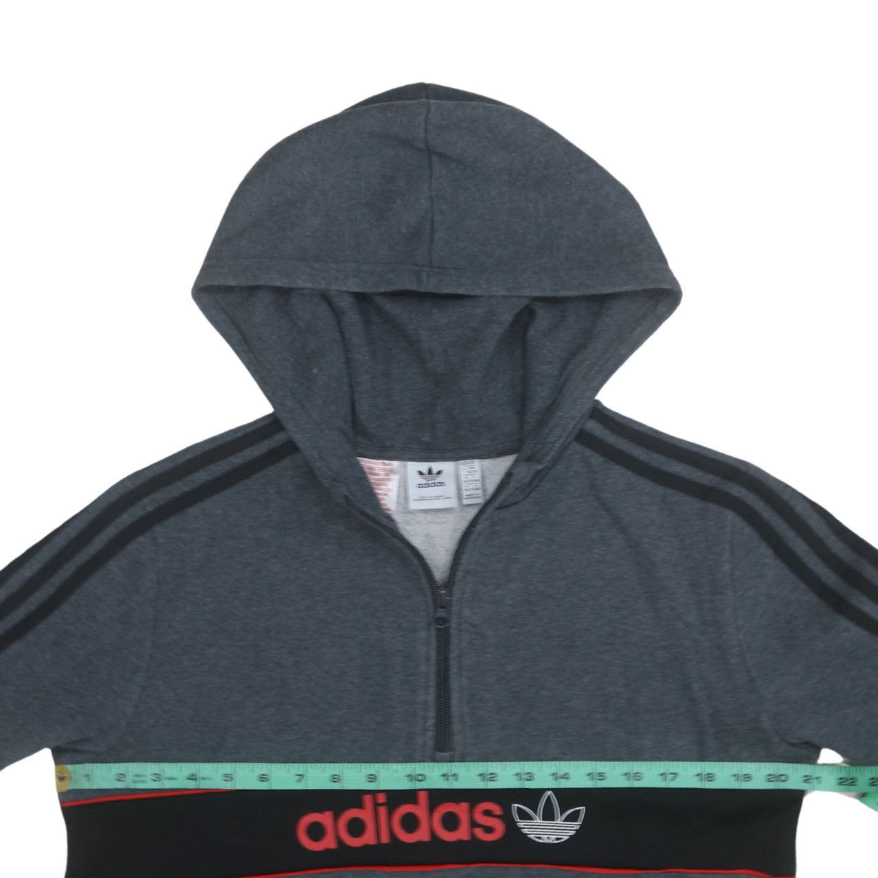 Adidas Boys Grey 15-16 Years Pullover Hoodie 1/4 Zip Fleece Sweatshirt
