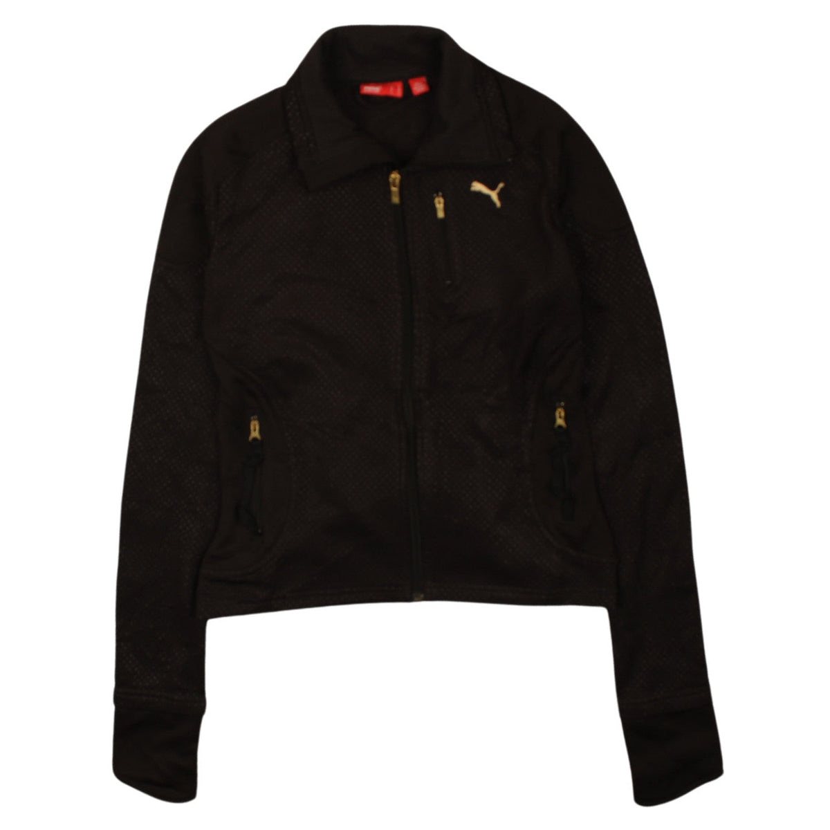 Puma Women Black Size 8 Track Jacket Full Zip Lightweight