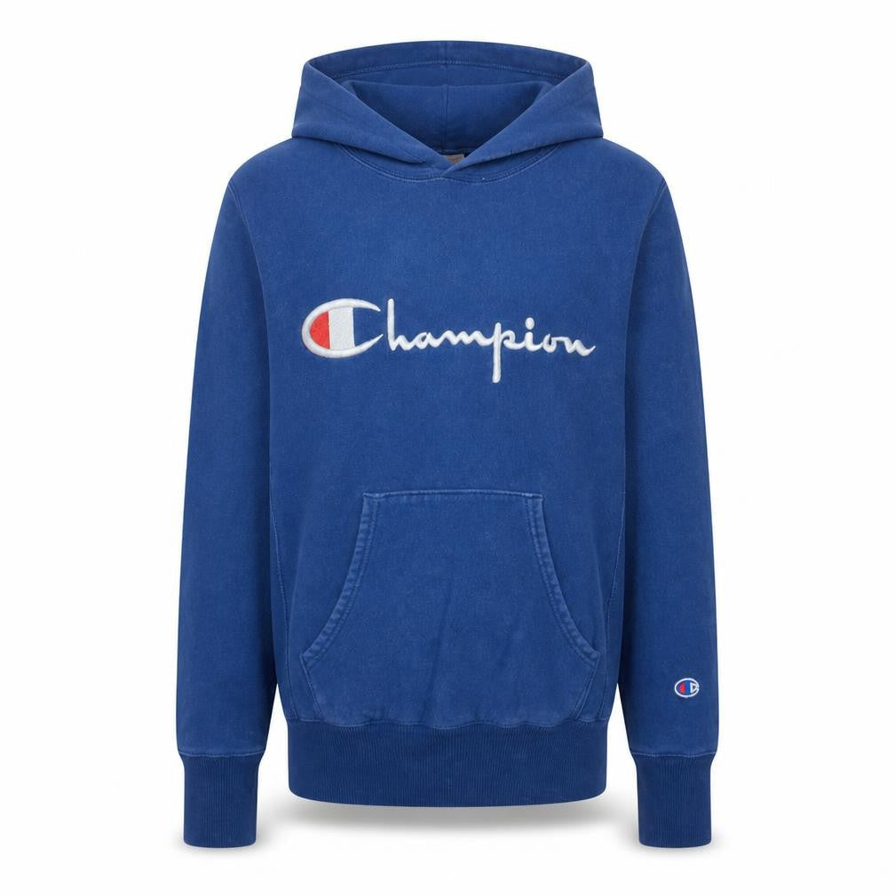 Champion Men's Blue Small Pullover Hoodie Reverse Weave Embroidered Logo