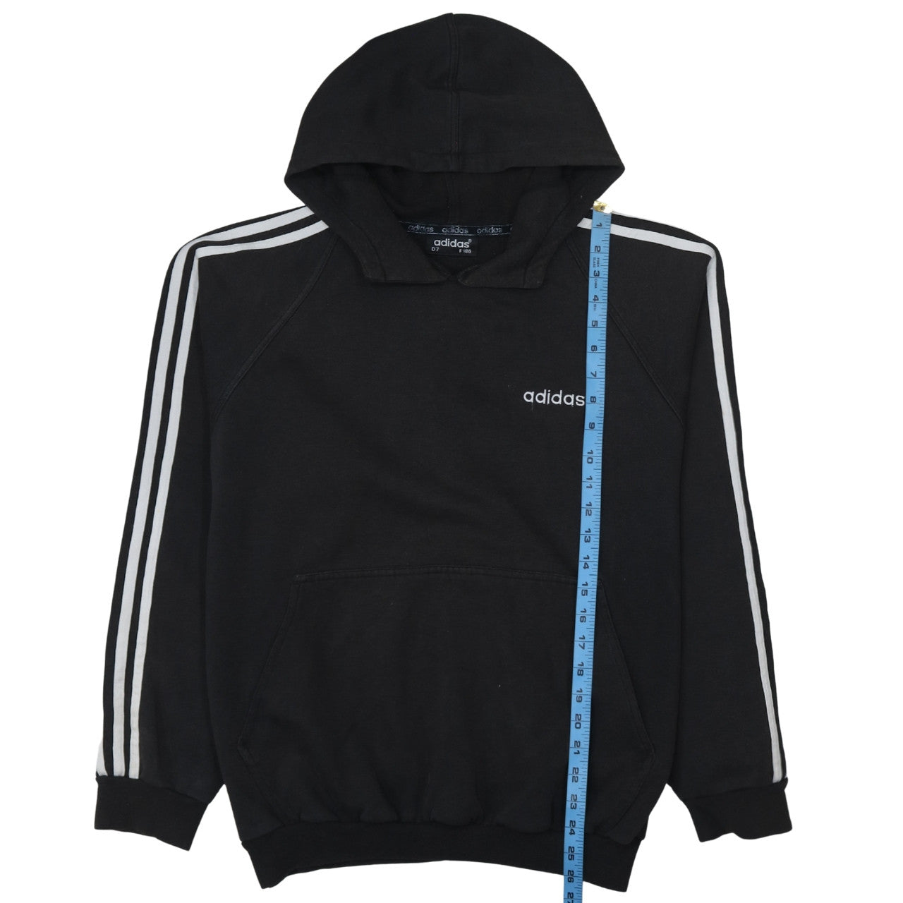 Adidas Men Black Pullover Hoodie Classic 3-Stripes D7 Size L