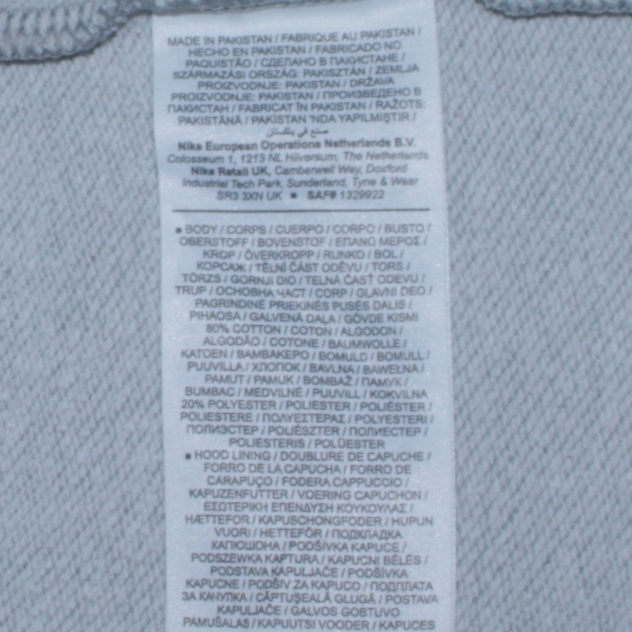 Nike Men's Grey Pullover Hoodie M Regular Fit Sportswear