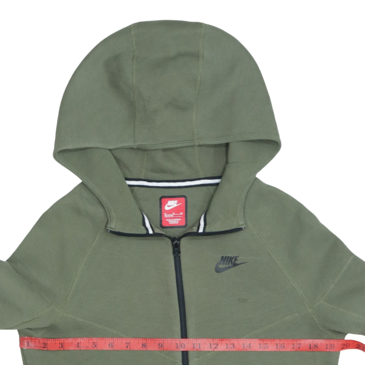 Nike Boys Green Full Zip Hoodie XL 158-170cm Cotton Blend Sweatshirt