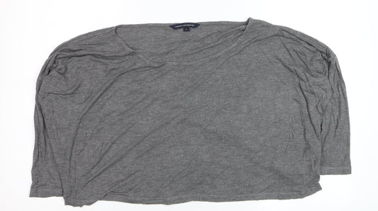 French Connection Women's Grey Relaxed 3/4 Sleeve Viscose T-Shirt Size S
