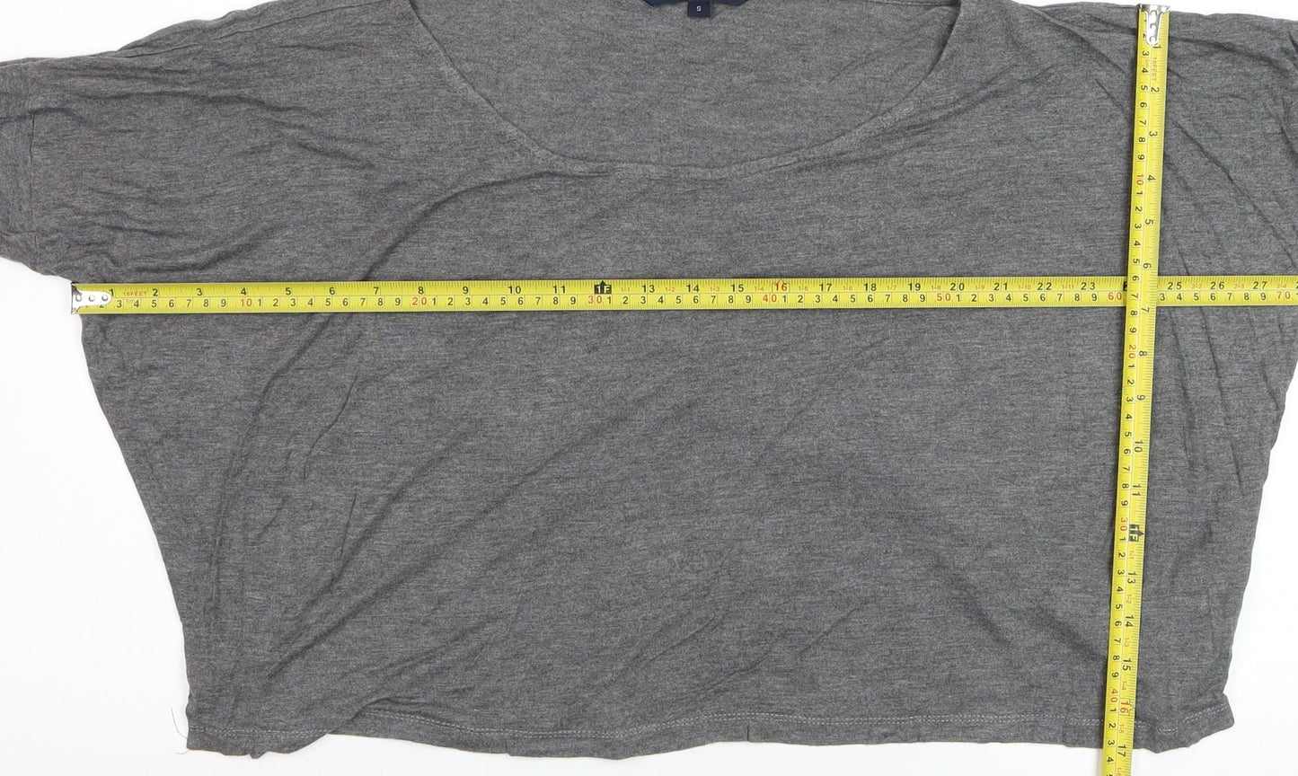 French Connection Women's Grey Relaxed 3/4 Sleeve Viscose T-Shirt Size S