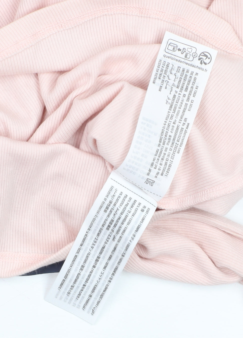 Abercrombie & Fitch Kids Girls Light Pink Long Sleeve Lace Trim Ribbed Top Size 11-12