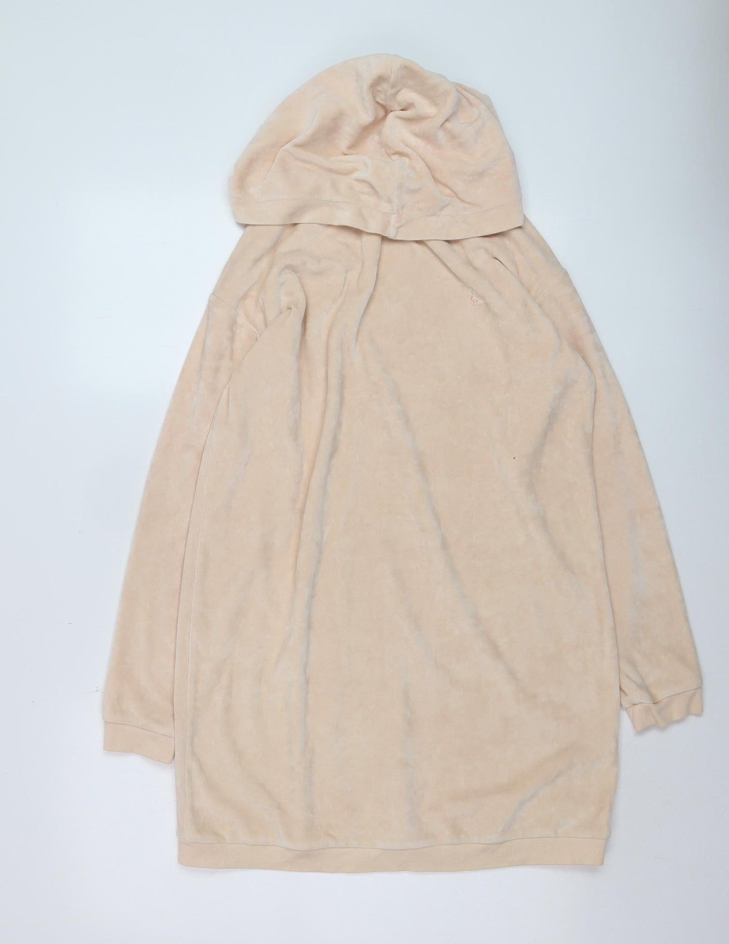 Jack Wills Womens Beige Pullover Hoodie UK 8 Velour Cotton Blend