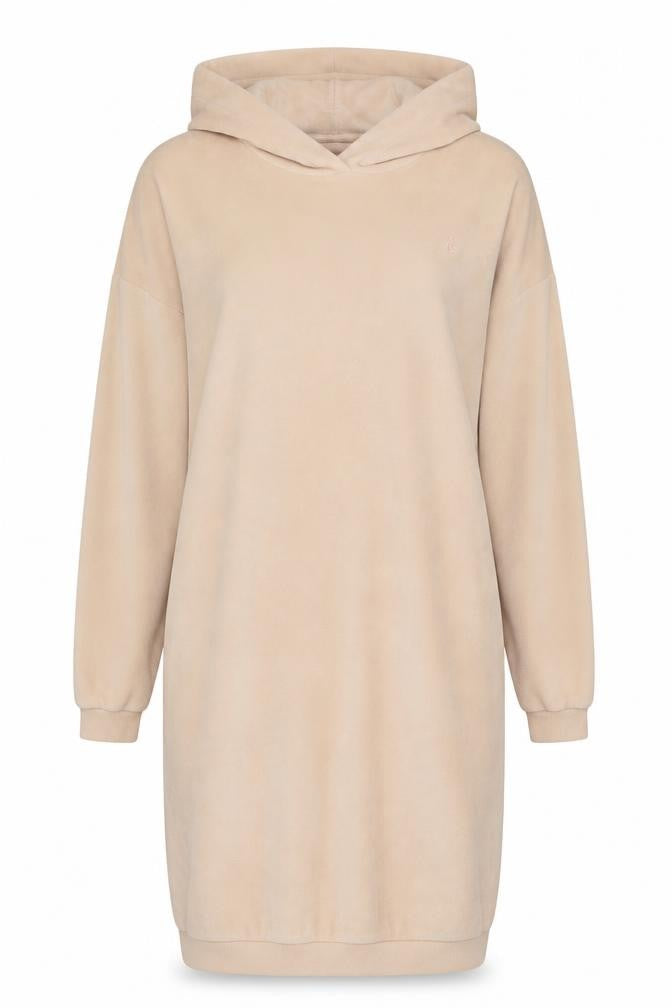 Jack Wills Womens Beige Pullover Hoodie UK 8 Velour Cotton Blend