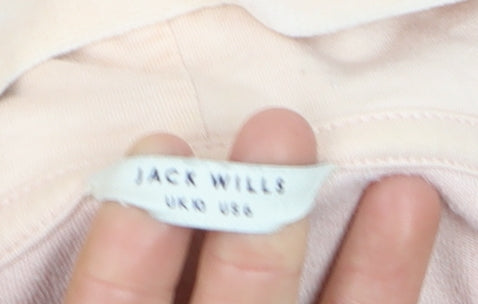 Jack Wills Womens Beige Pullover Hoodie UK 8 Velour Cotton Blend