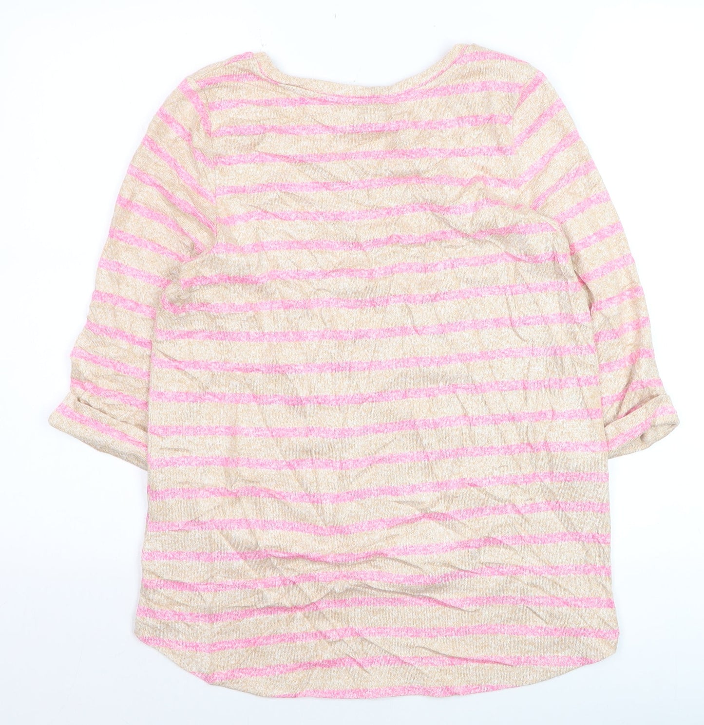 New Look Women Beige Pink Striped Pullover Jumper Size 12