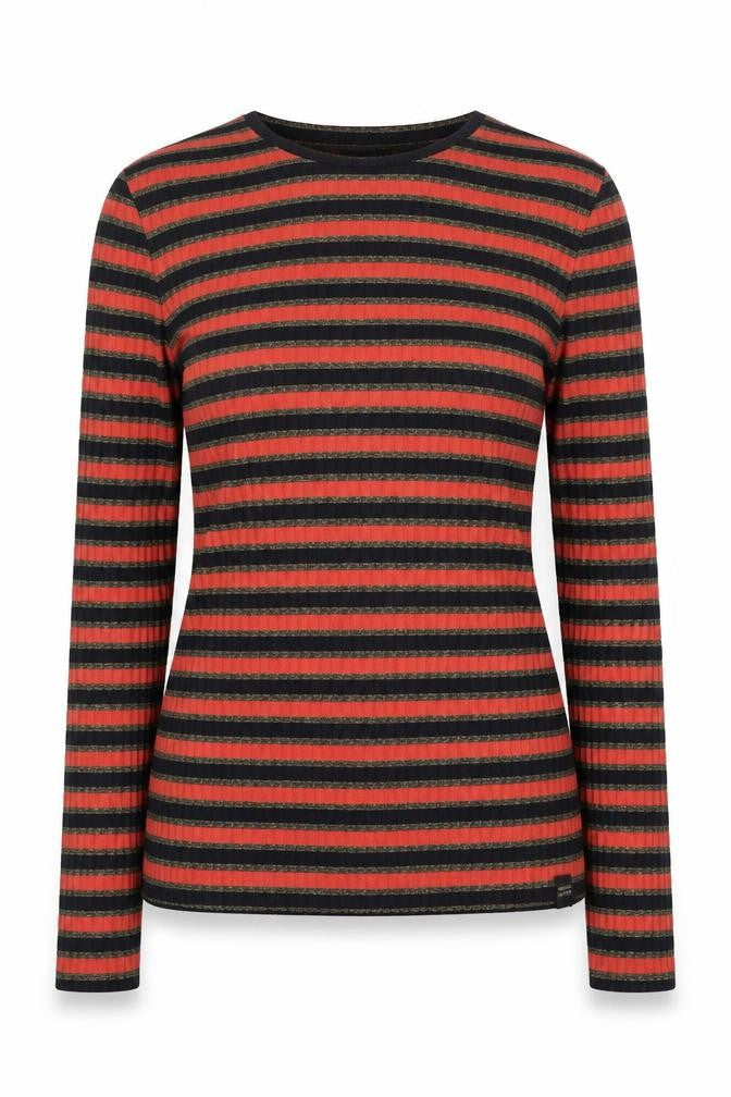 Maison Scotch Women's Multicoloured Striped Long Sleeve Knit Top XS