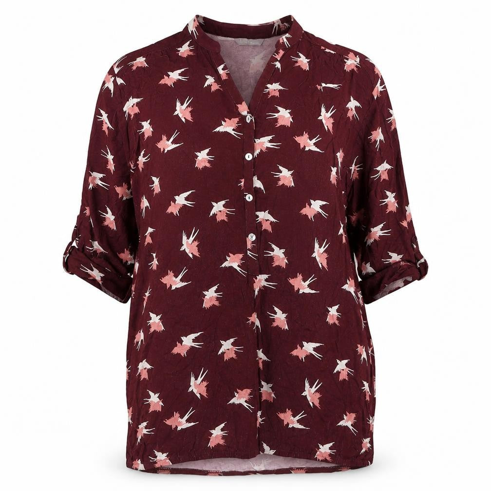 Marks & Spencer Women’s Red Bird Print Viscose Tunic Blouse UK 16