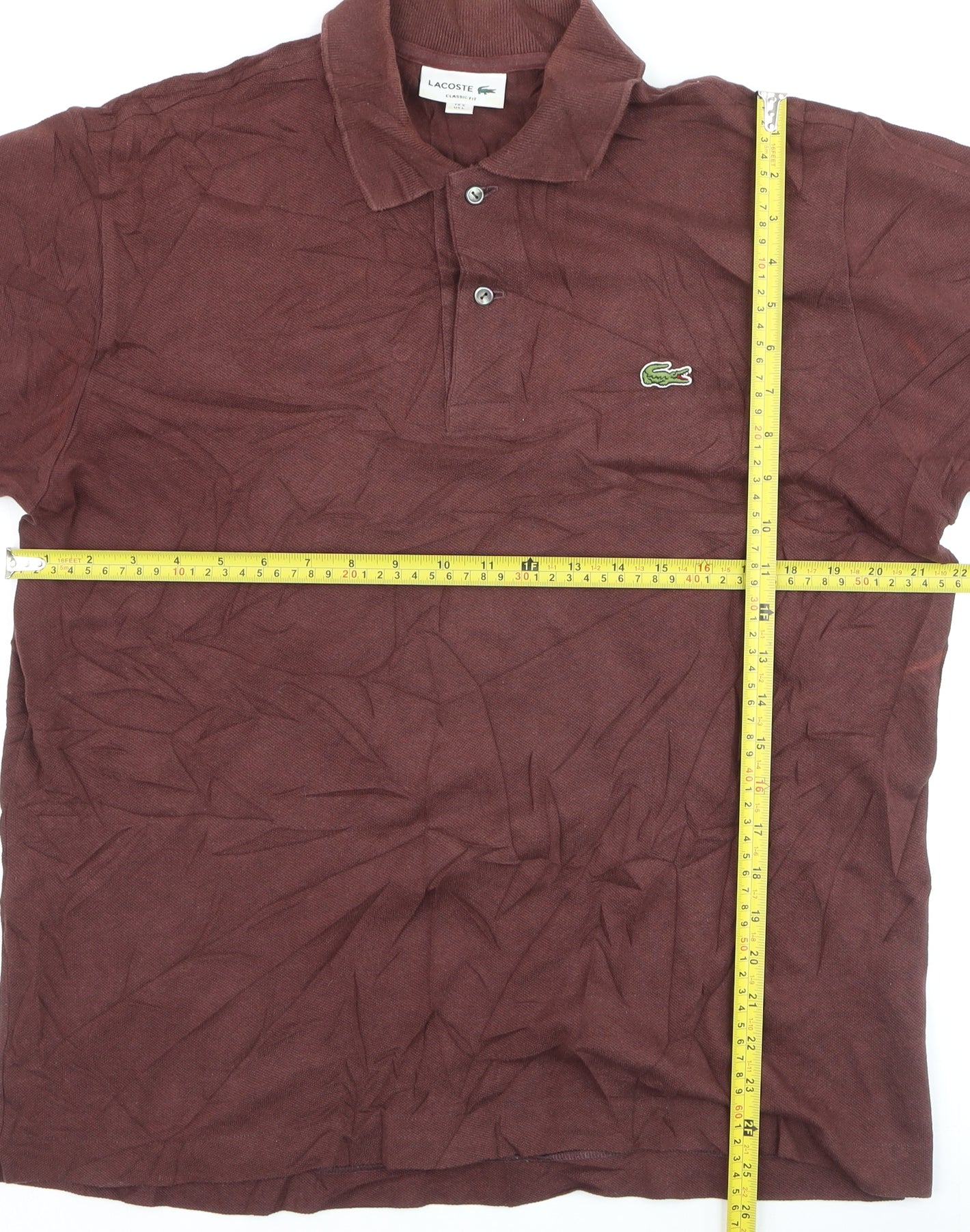 Lacoste Men’s Brown Classic Fit Polo Shirt Size L Cotton Logo