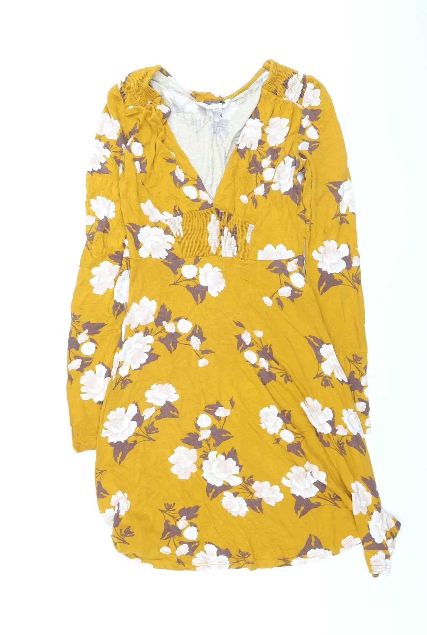 Miss Selfridge Women’s Yellow Floral A-Line Dress Size 8