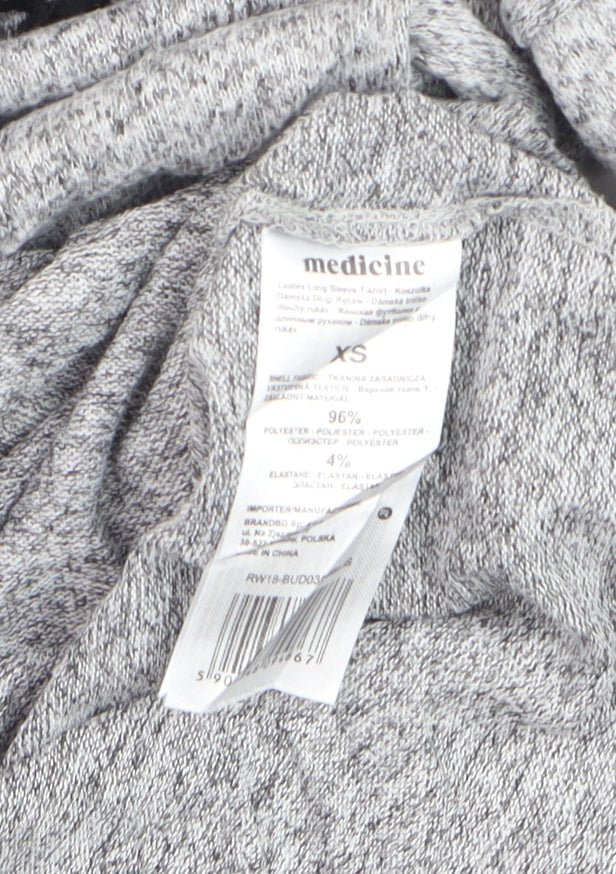 Medicine Women's Grey Lace Detail Long Sleeve Jersey Blouse XS