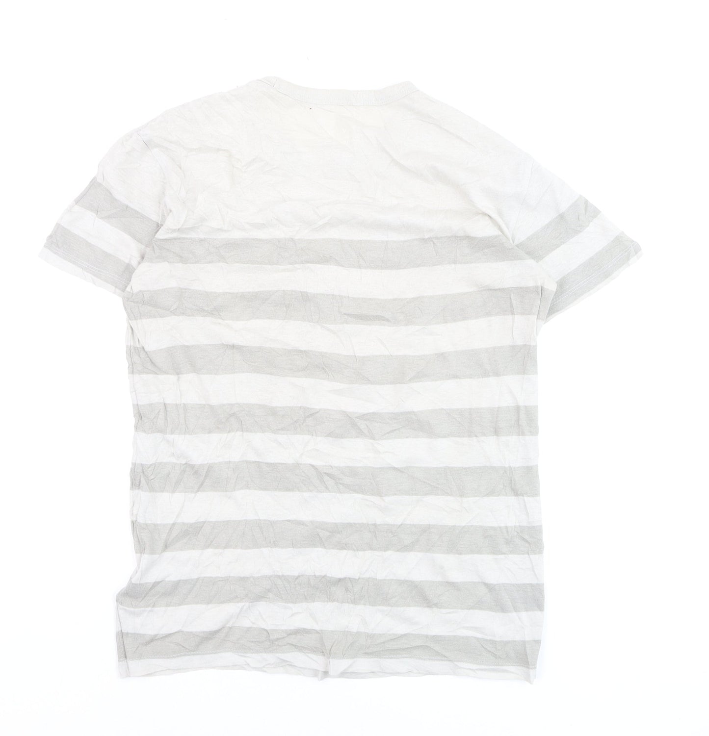 Gap Men's XS Grey Striped Crew Neck Cotton Blend T-Shirt
