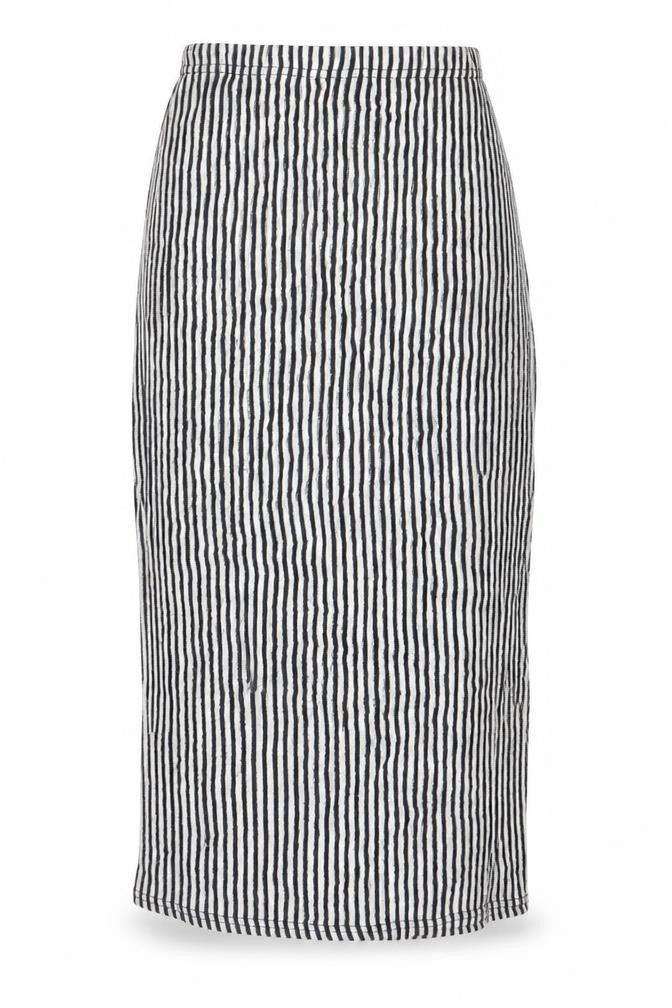 Boohoo Women’s Black White Striped Midi Pencil Skirt Size 8