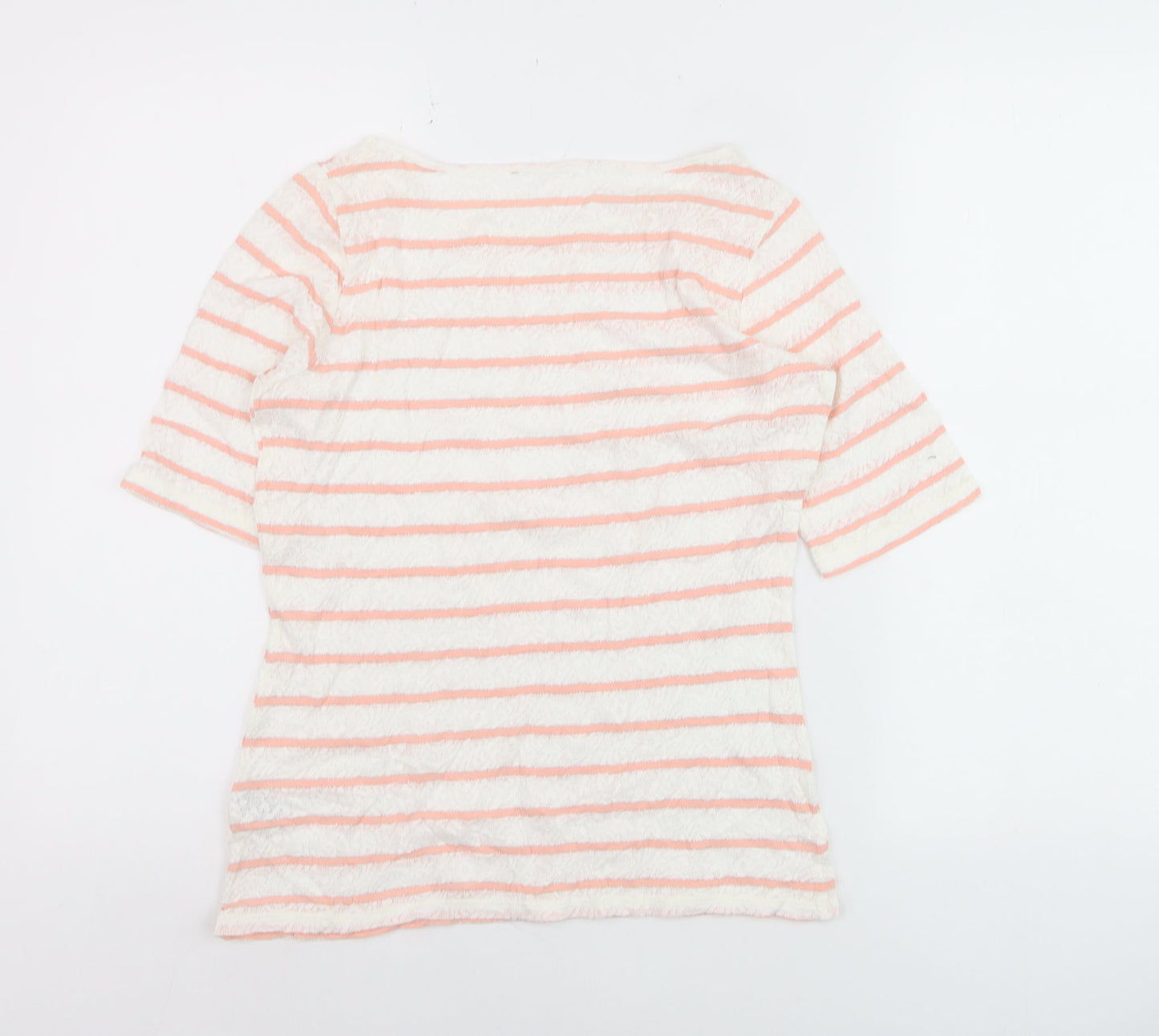 Marks and Spencer Women’s Coral Stripe Boat Neck Lace T-Shirt Size 8