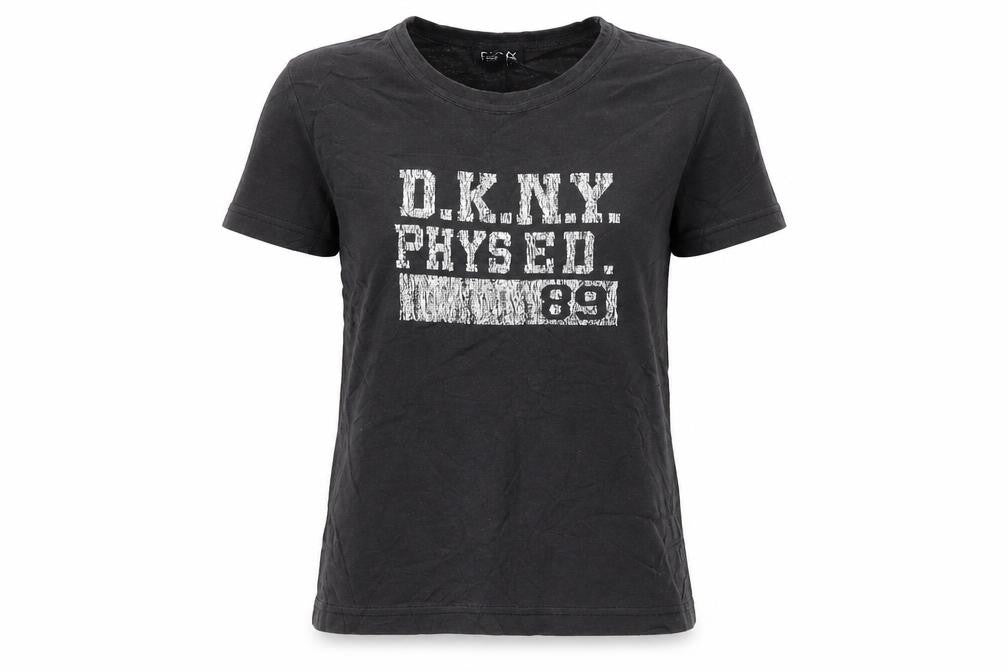DKNY Women's Black Cotton V-Neck Short Sleeve T-Shirt M