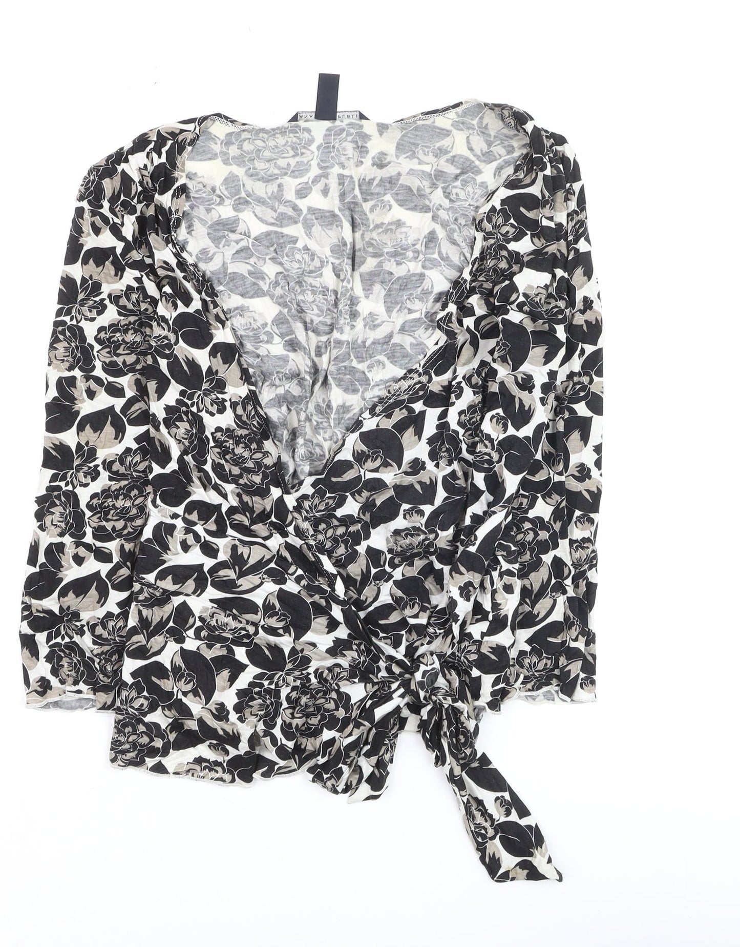 Banana Republic Womens Black Floral Wrap Blouse Size S