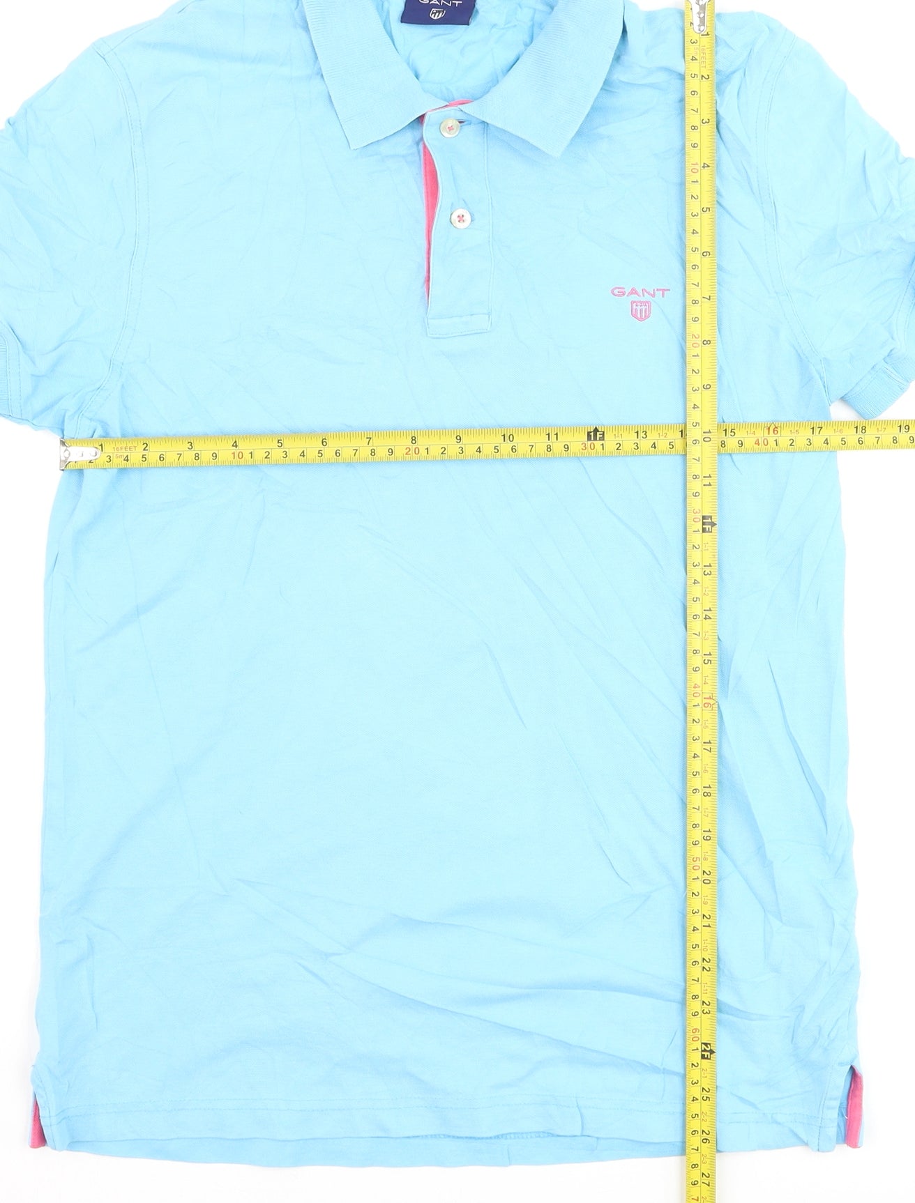 GANT Men's Blue Cotton Short Sleeve Polo Shirt Size S
