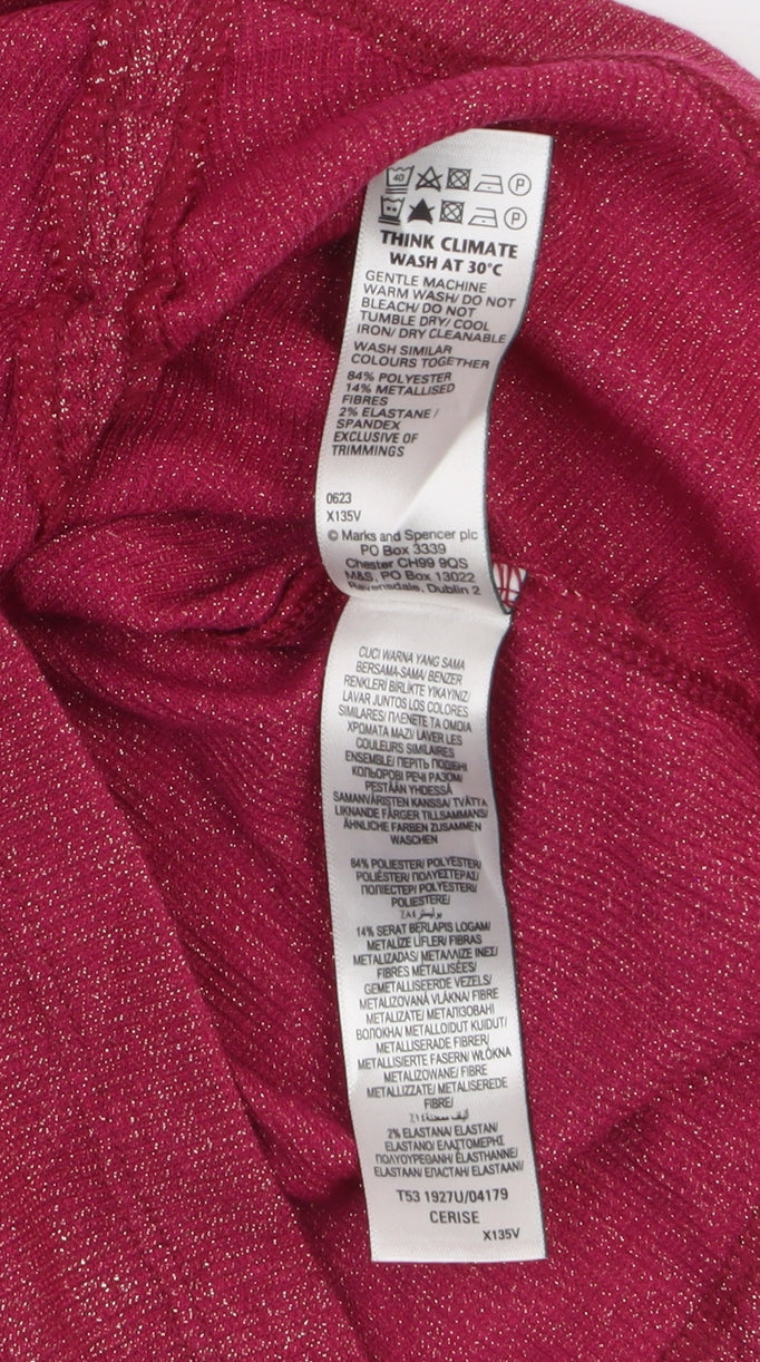 Marks and Spencer Per Una Women’s Pink Size 8 Ruched Knit Jumper